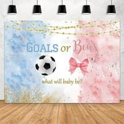 Soccer Gender Reveal Pretty Backdrop Goals or Bows Soccer Baby Shower Party Decorations Banner Boy or Girl Pink or Blue Watercolor Gender Reveal Photography Background Photo Booth Props