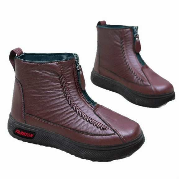 Women’s Winter Warm Fur Lined Ankle Boots, Waterproof Windproof Anti-Slip Snow Boots with Front Zipper, Fashion Winter Shoes for Women, Perfect Gift for Mom or Wife