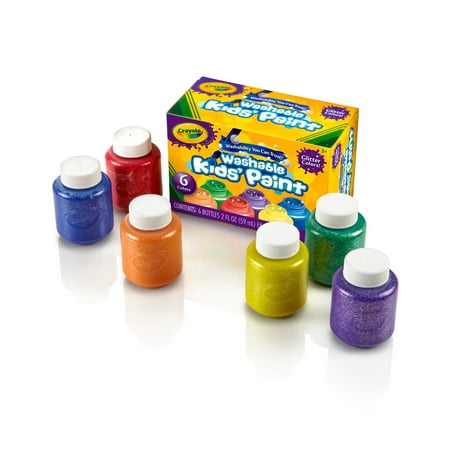 Crayola 12 oz Multi-color Glitter Washable Kid's Art Paint, Teacher Appreciation Gifts, 6 Ct, Art Tools