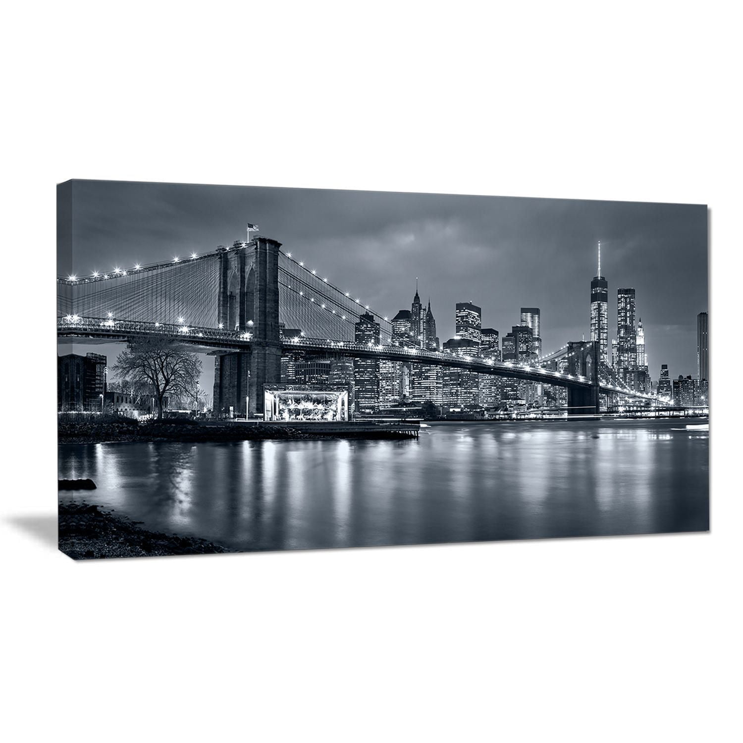 Design Art Panorama New York City at Night Cityscape Canvas Art Print
