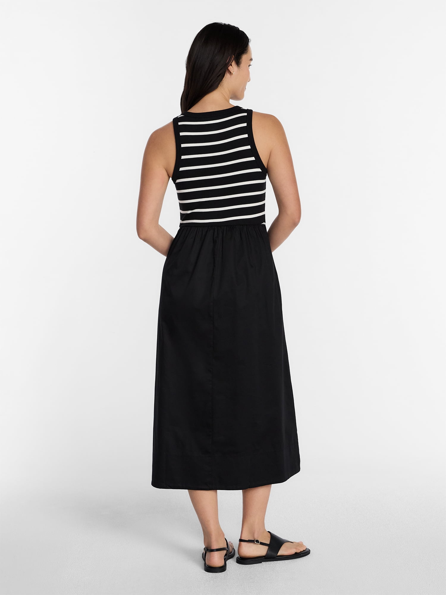 Time and Tru Women's Sleeveless Henley Midi Dress, Sizes XS-XXXL