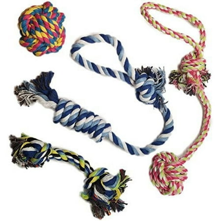 Dog Rope Toys 4 Pack Dog Rope Toys Dog Chew Toys Dog Playing Toys Washable Nearly Indestructible 100% Natural Cotton Dog Rope Toy Set Teething Toy for Small & Medium Dogs 4