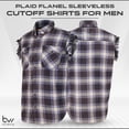 thumbnail image 2 of BIKER WEAR USA Plaid Flannel Casual Shirt– 100% Cotton Sleeveless Shirts for Men, 2 of 7