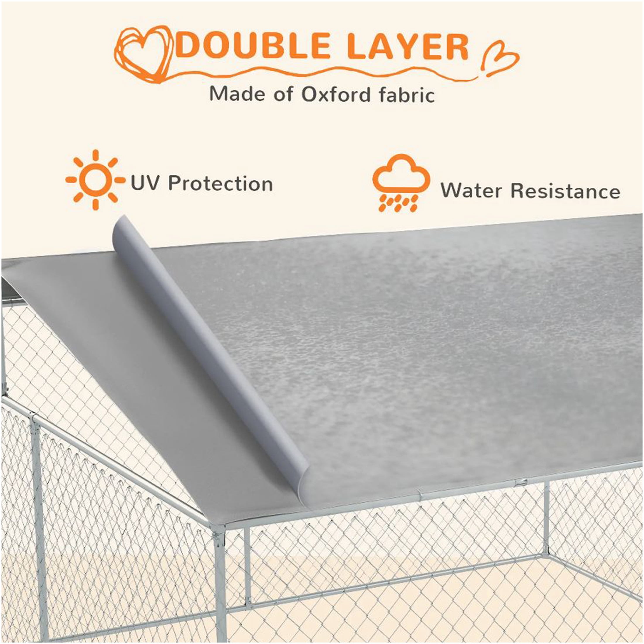 JERFIT Large 13x13x7.6ft Outdoor Dog Kennel with Roof Cover, Heavy Duty Steel Welded Wire Pet Playpen Yard Fence Run for Big Dogs, Silver