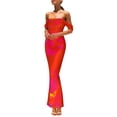 thumbnail image 1 of Vestido PRETTYGARDEN Verano 2025 Naranja con Hombros Descubiertos y Fruncido XXL, 1 of 5