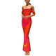 thumbnail image 1 of Vestido PRETTYGARDEN Verano 2025 Naranja con Hombros Descubiertos y Fruncido XXL, 1 of 5