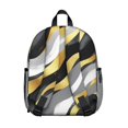thumbnail image 3 of Black White and Gold Marble Backpack Backpack for School,Cute School Bag,Schoolbag with Adjustable Shoulder Straps & Padded Back,13.8"x11.4"x6", 3 of 6