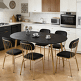 thumbnail image 6 of Lecut Oval Extendable Dining Room Table for 4-8 People, Extendable from 39.4" to 70.8", Modern Wooden Dining Table with MDF Tabletop and Metal Frame, Oval Kitchen Table for Home, Office, 6 of 11