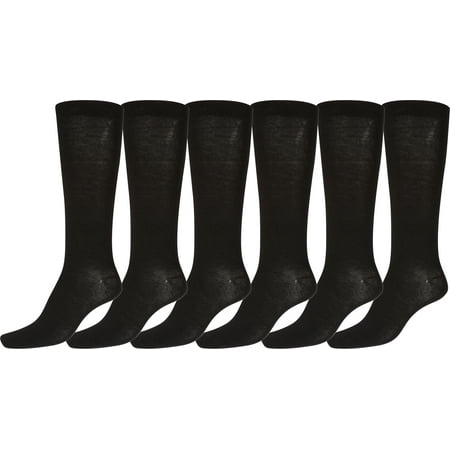 

Sakkas Ladies Cute Colorful Design or Solid Knee High Socks Assorted 6-Pack - Solid Black - 9-11