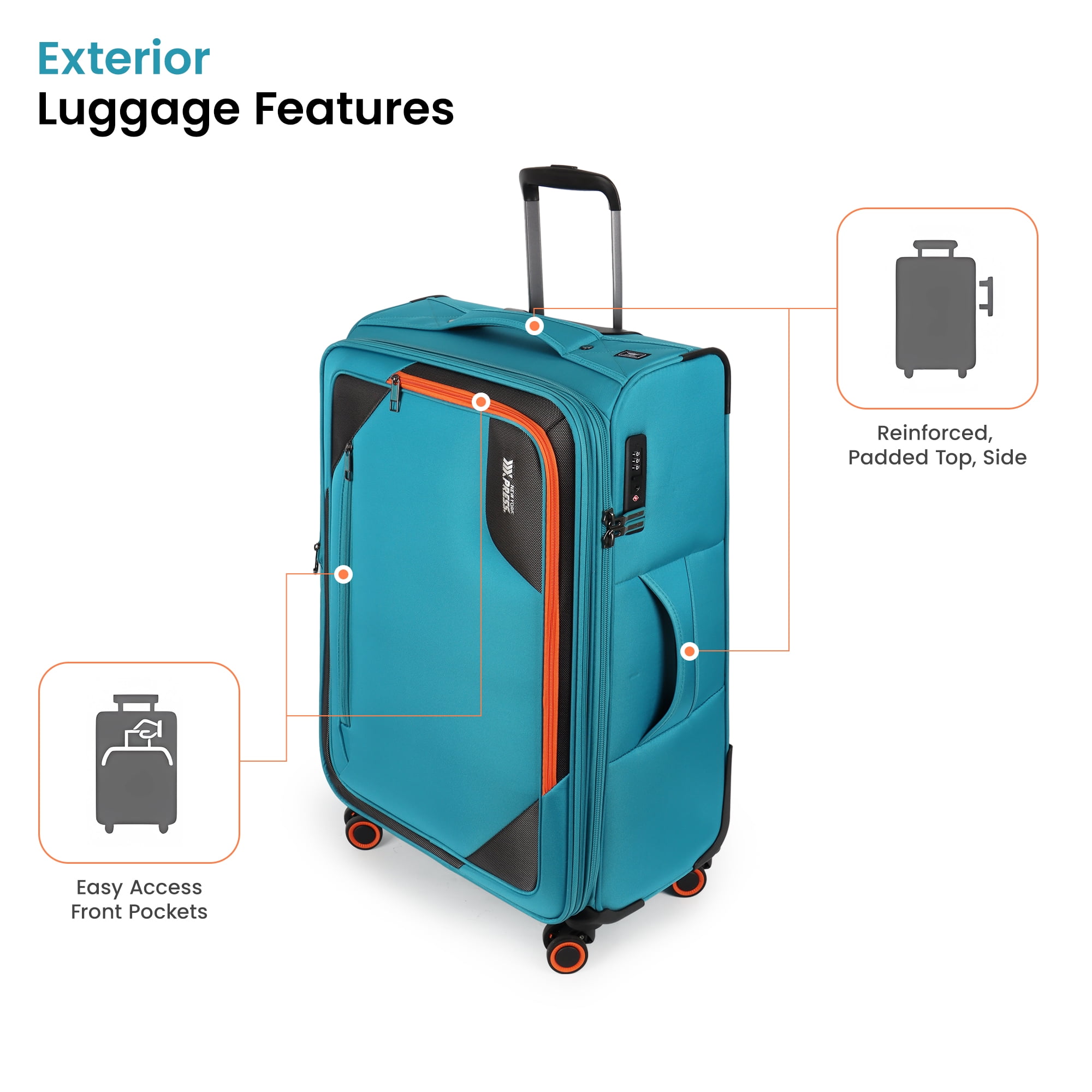 New York Xpress 32" Softside Large Checked Luggage, Expandable Suitcase with Spinner Wheels, TSA-Approved, Sky Blue , WD8818