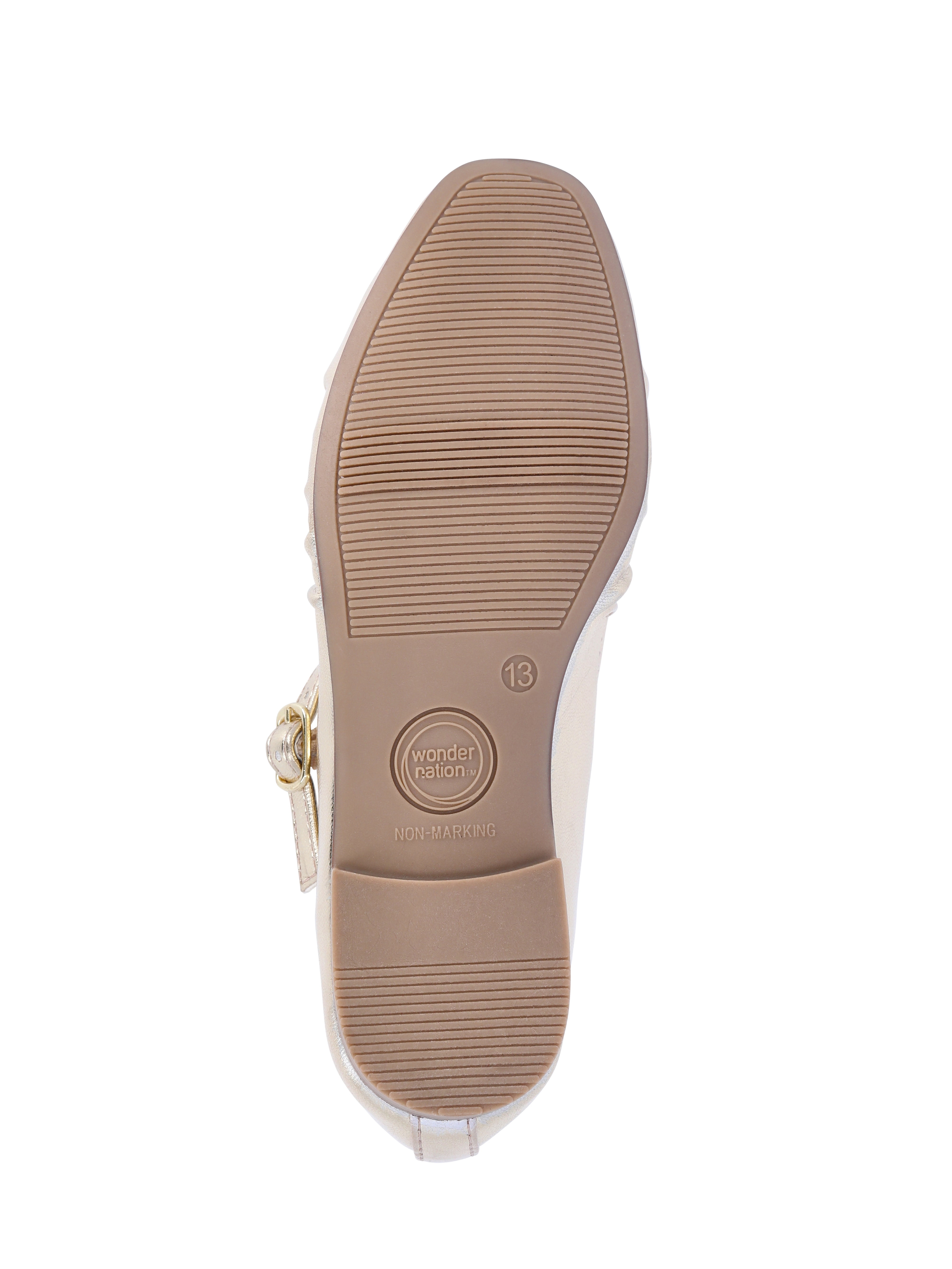 Wonder Nation Little Girls and Big Girls Scrunch Ballet Dress Shoes, Gold-Tone