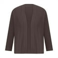 thumbnail image 3 of CZHJS Women's Solid Color Crop Cardigan Soft Casual Loose Business Office Open Front Sweater Fashion Clothings for Lady 3/4 Sleeve Kimono Comfy Cover Up Knit Jackt Bolero Shrugs Coffee S, 3 of 5
