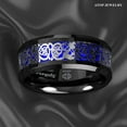 thumbnail image 4 of Tungsten Rings for Men Wedding Bands for Him 8mm Blue Black Silvering Celtic Dragon, 4 of 8