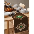 thumbnail image 3 of Brown Green Boho Burlap Cotton Table Runner 13x120 Inches Long, Vintage Southwest Abstract Geometric Farmhouse Table Runners, Outdoor Dining Tablecloths Decor for Baby Shower/Party/Wedding, 3 of 6