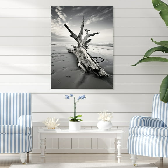 Designart "Driftwood on the Beach III" Nautical & Beach Metal Wall Decor