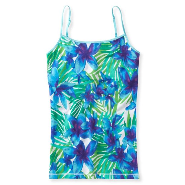 Aeropostale Tropical Stretch Cami Tank Top para Mujer, Azul, X-Large Aeropostale Cami