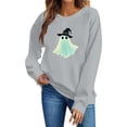 thumbnail image 3 of Jsaierl Women's Halloween Sweatshirts Plus Size Ghost Print Pullovers Soft Loose Fit Crewneck Long Sleeve Shirt Tops Halloween Party Supplies, Sizes S-2XL, 3 of 6