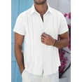 thumbnail image 3 of KISSMODA Mens Short Sleeve Cuban Guayabera Shirt Casual Button Down Summer Beach Vacation Shirts, 3 of 4