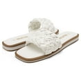 thumbnail image 3 of Dream Pairs Women's Summer Square Open Toe Slide Sandals Cute Slip on Braided Strap Rhinestone Flat Sandals SDSS2212W WHITE/WEAVE Size 5.5, 3 of 5