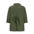 thumbnail image 5 of BVOFAR Cotton Linen Shirts for Women Casual Lapel Collar Button Down Shirts Summer 3/4 Length Sleeve Curved Hem T-Shirts Loose Solid Color Daily Blouses, 5 of 9