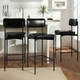 thumbnail image 4 of Best Choice Products Set of 3, Armless Counter Height Bar Stools, Modern PU Faux Leather Stools - Midnight Black, 4 of 10