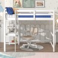 thumbnail image 2 of Full Size Loft Bed, Solid Wood Loft Bed with Built-in Desk and Shelves for Kids Teens Adults, Space Saving Loft Bed Frame with Ladder and Safety Guardrails for Bedroom, No Box Spring Needed, White, 2 of 7