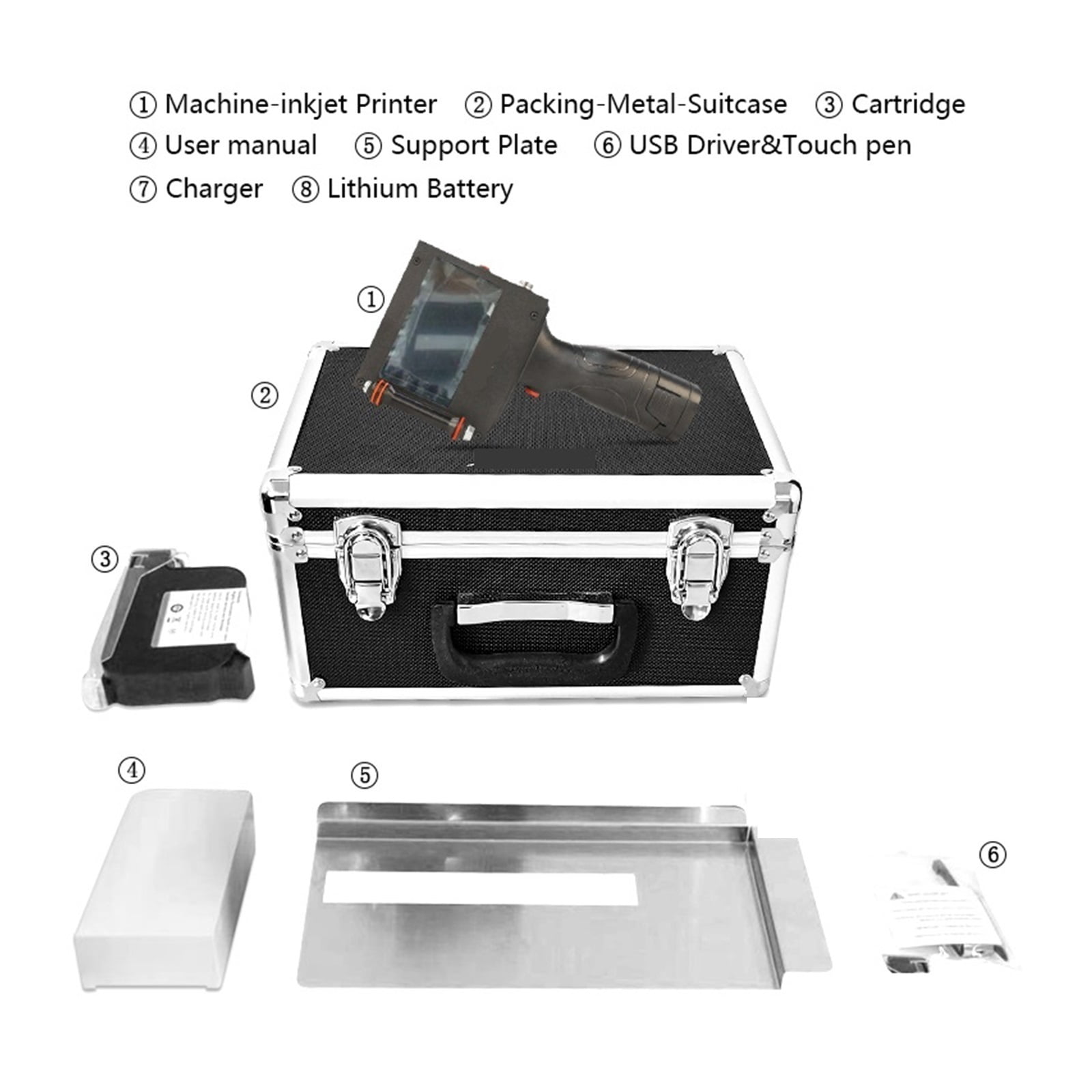 50mm Label Printer, QR Code Batch Generation, Numbered Logo, Handheld Inkjet Printer, 25 Languages Portable ,Versatile Surface Compatibility
