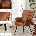 thumbnail image 3 of Leather Armchair, Modern Accent Chair with Metal Legs and Soft Padded, Sofa Chairs for Home Office,Bedroom,Dining Room,Brown, 3 of 7