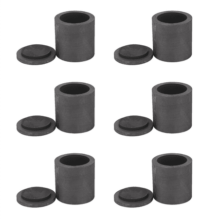 

6X High Purity Graphite Melting Crucible Casting with Lid Cover 40x40mm for Silver&Black
