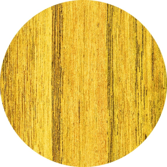 Ahgly Company Indoor Round Abstract Yellow Modern Area Rugs, 6' Round