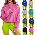 thumbnail image 2 of Femmes Debout Col Demi-Zip Cordon Sweat-Shirt Décontracté, 2 of 3