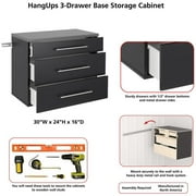 Prepac HangUps 3 Drawer Wooden Base Garage Storage Cabinet in Black