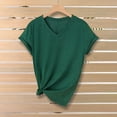 thumbnail image 2 of Camiseta elegante de color liso con cuello en V para mujer - Top holgado informal para días de partido, 2 of 3