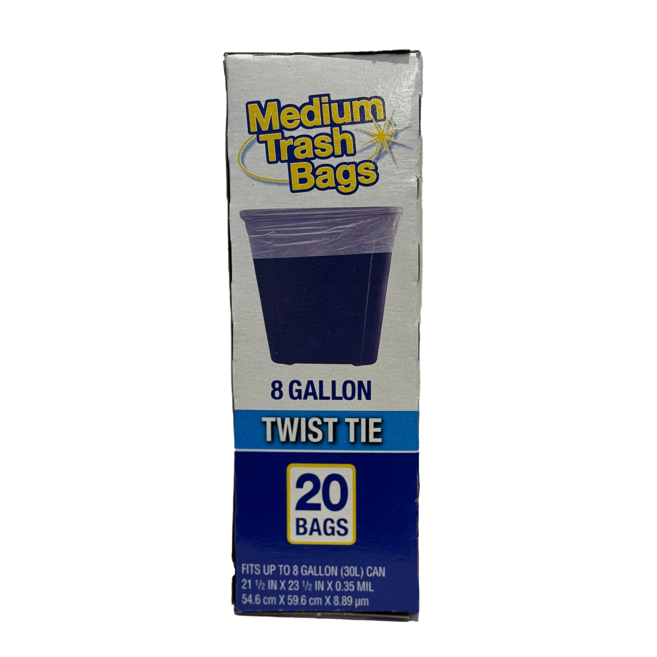 (12 pack) Basic Medium Trash Bags, 8 Gallon, Twist Tie, 20 Bags