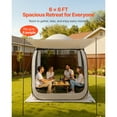 thumbnail image 3 of KFFKFF Screen House Tent, 6 x 6 ft, 4-6 Person Pop Up Screen Tent with Extended Awning, Portable Screened in Canopy with Carry Bag, Netting Sides, Beige, 3 of 9