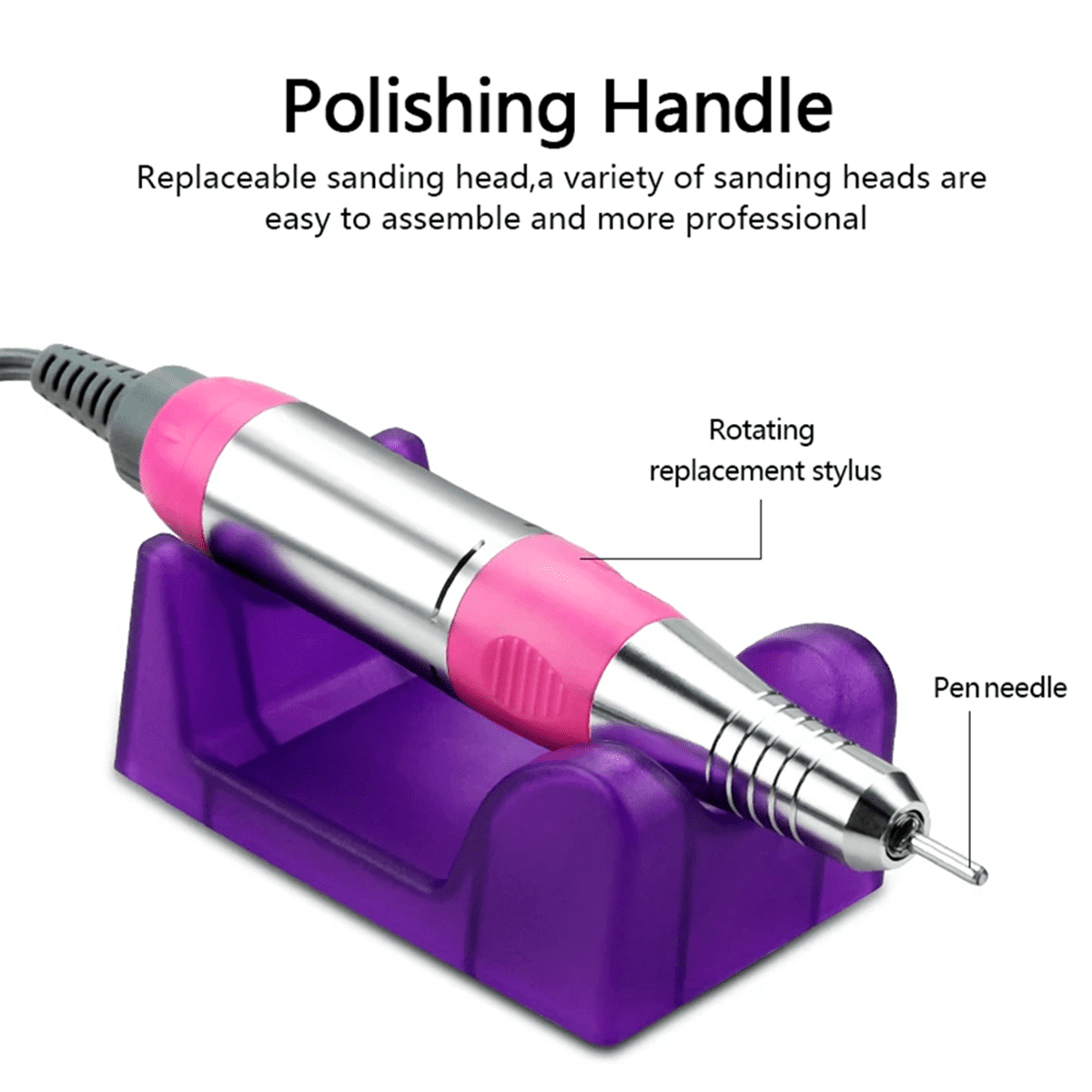 Electric Nail Drill Professional Manicure Machine Nail Sander Set Nail Drill Bit Portable Nail Salon Polisher US PLUG ,B
