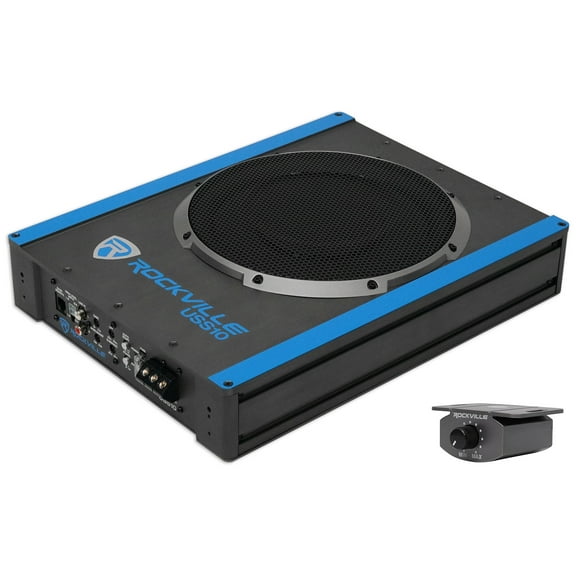 Rockville USS10 10" 800w Slim Under-Seat Active Powered Car/Truck Subwoofer Sub