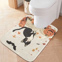 Yayeee Bath Rug for Bathroom Floor Non Slip Contour Fluffy Soft Absorbent Mat, 20"x24", Gray Cartoon Halloween Cat