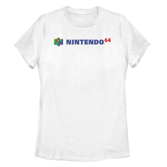 Women's Nintendo Classic N64 Logo Text Graphic Tee White X Large