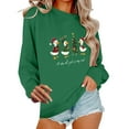 thumbnail image 2 of Uootdi Christmas Long Sleeve Sweatshirts for Gift Women Crewneck Christmas Gnome Wine Glass Cute Santa Hat Xmas Tree Graphic T-S hirts, 2 of 6