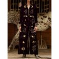 thumbnail image 2 of Gabardina de terciopelo suave con cuello en V para mujer, Abrigo largo con patrón de Luna larga, cinturón de otoño, abrigo de terciopelo elegante de estilo británico, alta calidad, 2 of 4