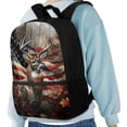 thumbnail image 4 of Binienty American Flag Deer Pattern 17 Inch Kids School Backpack Large Capacity Bookbag with Laptop Compartment Side Pockets for Teens Daily Use School Travel, 4 of 6