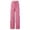 Pink, variant on Womens Casual Pants Rib Knit High Waist Wide Leg With Elastic Waistband Straight Cut Trousers for Women Pink,S