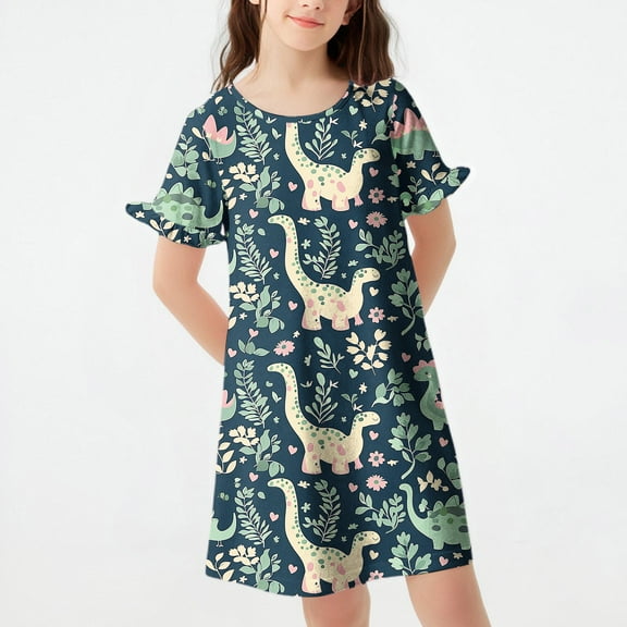 ATOGUTA Size 3T-12 Girls Nightgown Clothes Girls Sleepwear Outfit for Kids Multicolor