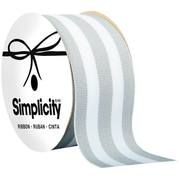 Offray monstrip silver 1-1/2in x 9ft ribbon, for sewing, crafts and gifting