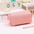 thumbnail image 5 of Summer Saving!Back_to_School Saving!School_Supplies!Under $5 dollars!Special Pencil Case Pouch, Large Capacity Pencil Case Solid Color Three Tier Handle Style FlipTop Pencil Case, Pink, 5 of 7