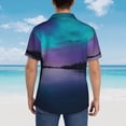 thumbnail image 4 of Balery Night At Lake Aurora Camisas hawaianas de manga corta para hombre, camisas playeras de corte holgado, camisas de vacaciones con botones,Large, 4 of 7