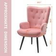 thumbnail image 5 of Modern Accent Chair, Elegant Velvet Fabric Vanity Chair, Button-Tufted Upholstered Makeup Chair with Backrest, Armrest and Solid Wood Legs, Home Furniture Chair for Living Room Bedroom, Pink, 5 of 7