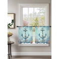 thumbnail image 2 of Sheer Curtains 45 Inch Length 2 Panels Set for Kitchen, Coastal Anchor Blue Semi Sheer Curtains for Windows, Summer Beach Nautical Coral Starfish Voile Window Treatments Rod Pocket Curtain, 2 of 7