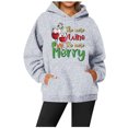 thumbnail image 2 of WEAIXIMIUNG Chandails en Molleton Surdimensionnés pour Femmes Grande Taille Sweat à Capuche Décontracté Col Rond Poche Imprimé Verre de Noël, 2 of 3